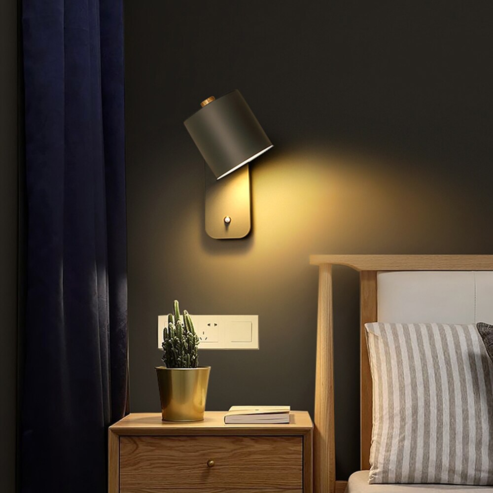 Moderne metalen led-wandlamp met schakelaar