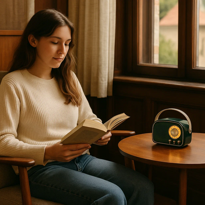 Retro draagbare bluetooth-speaker met FM-radio