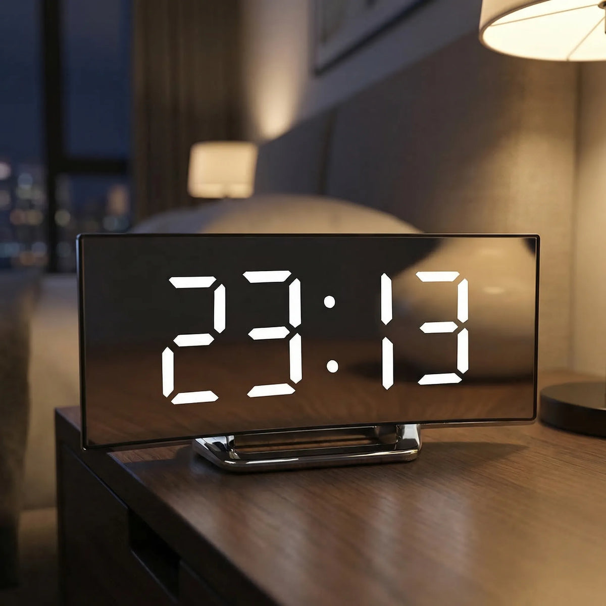 Navando digitale wekker met gebogen LED-display