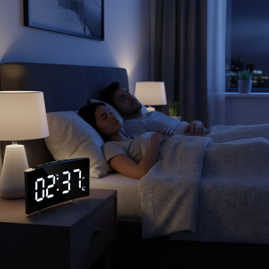 Navando digitale wekker met gebogen LED-display