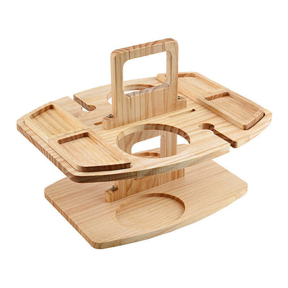 Inklapbare houten picknicktafel met wijnglashouder