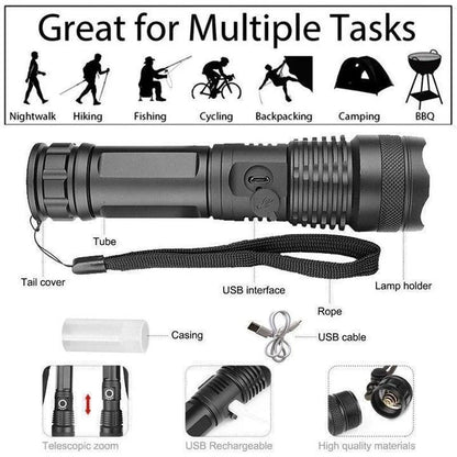 XHP50 oplaadbare LED zaklamp