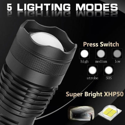 XHP50 oplaadbare LED zaklamp