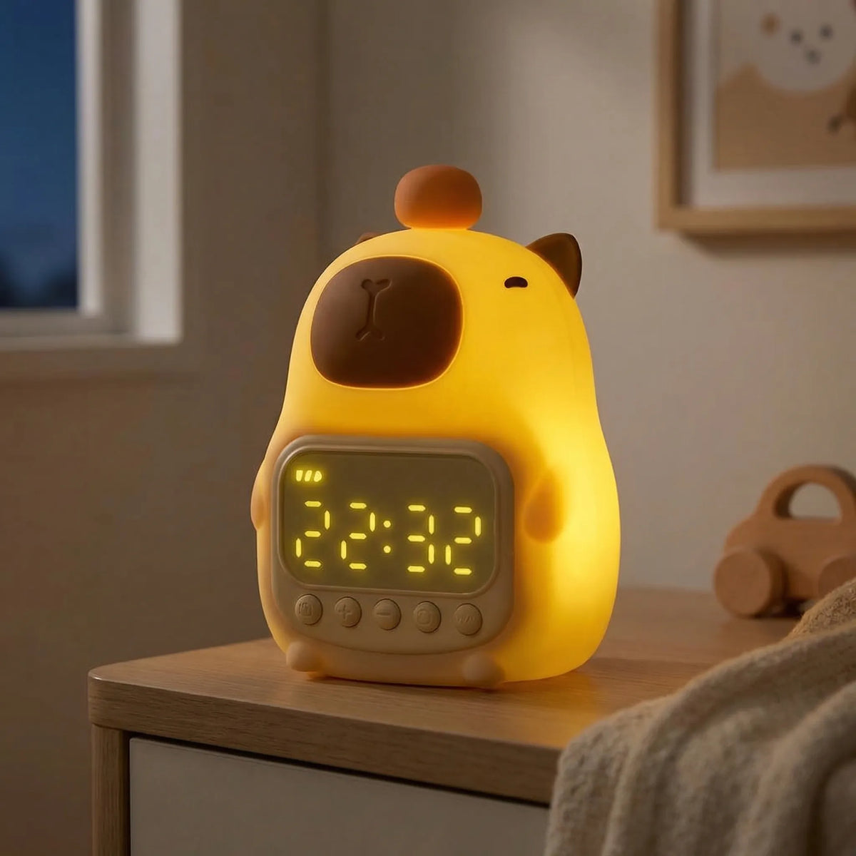 Capibara oplaadbare nachtlamp met digitale wekker