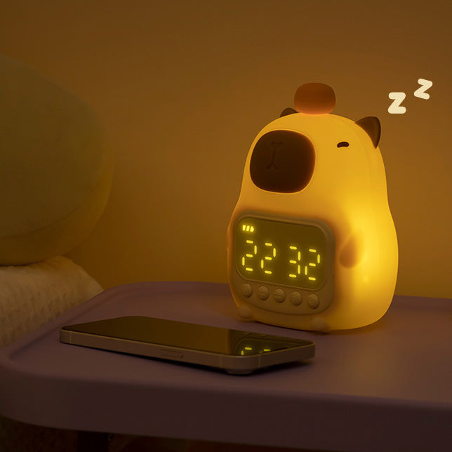Capibara oplaadbare nachtlamp met digitale wekker