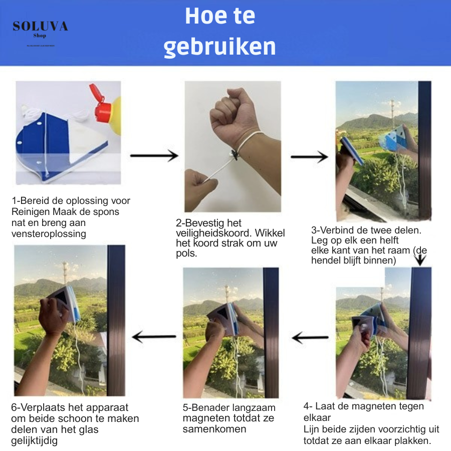 Magnetische dubbelzijdige ruitenreiniger