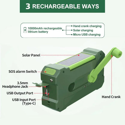 Noodradio met zonne-energie en powerbank