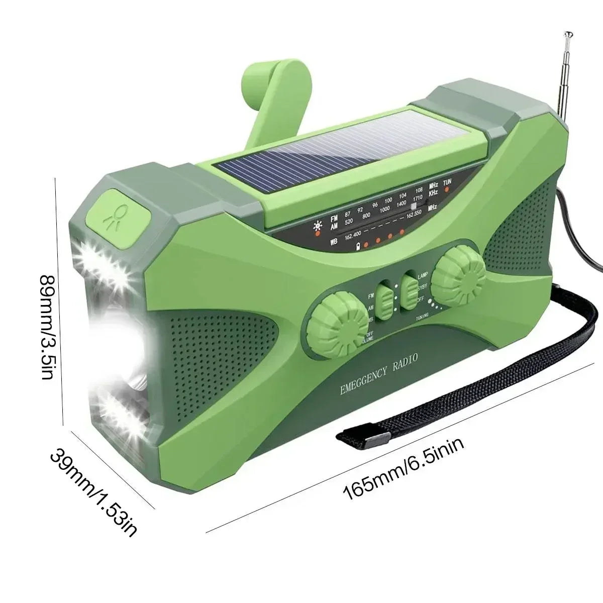 Noodradio met zonne-energie en powerbank