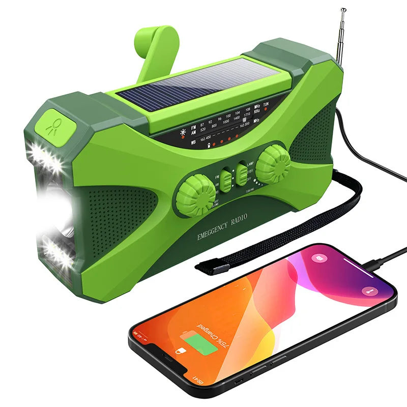 Noodradio met zonne-energie en powerbank