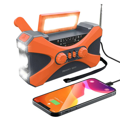 Noodradio met zonne-energie en zaklamp