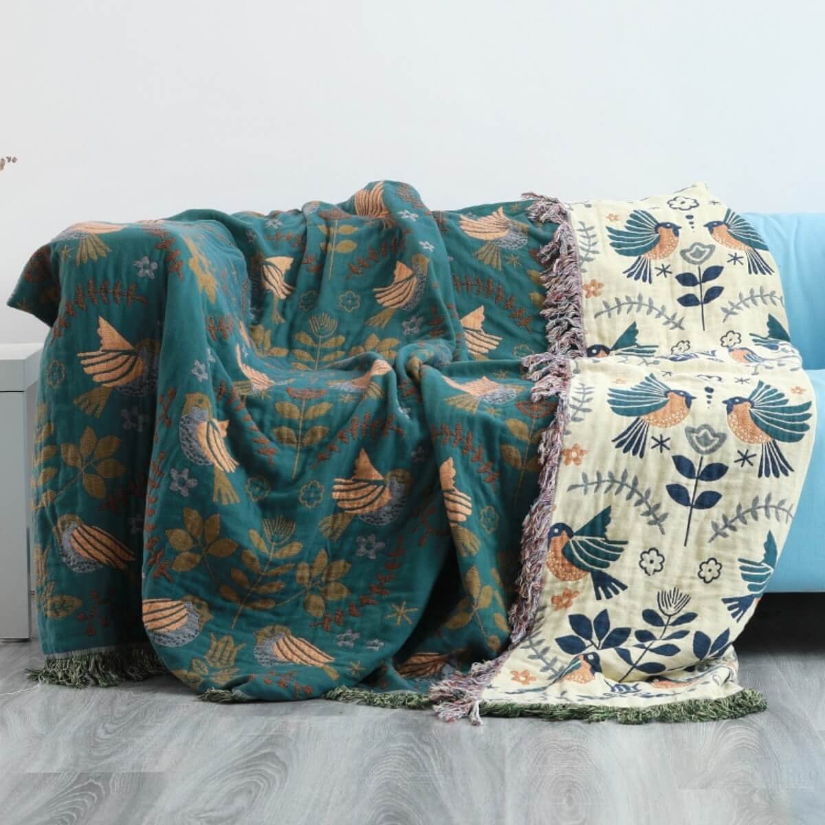 Omkeerbare Scandinavische Katoenen Vogeldeken Plaid