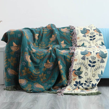 Omkeerbare Scandinavische Katoenen Vogeldeken Plaid