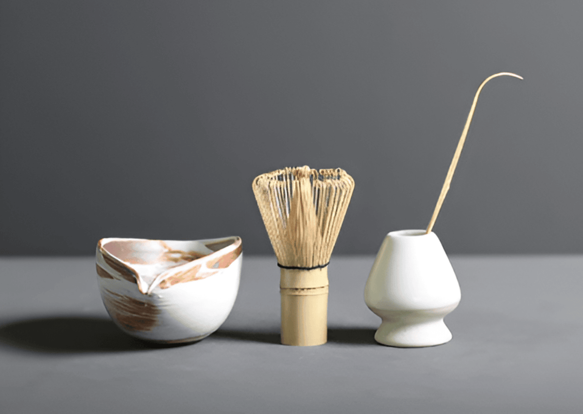 Matcha Thee Set 4-delig van Keramiek en Bamboe