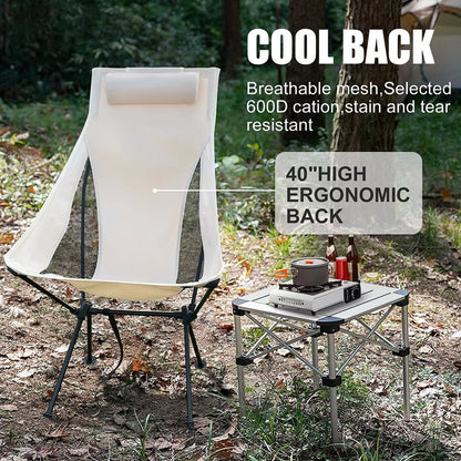 Navando opvouwbare compacte campingstoel met hoofdsteun