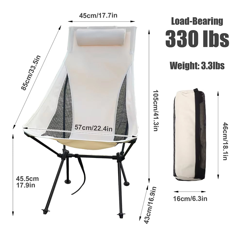 Navando opvouwbare compacte campingstoel met hoofdsteun