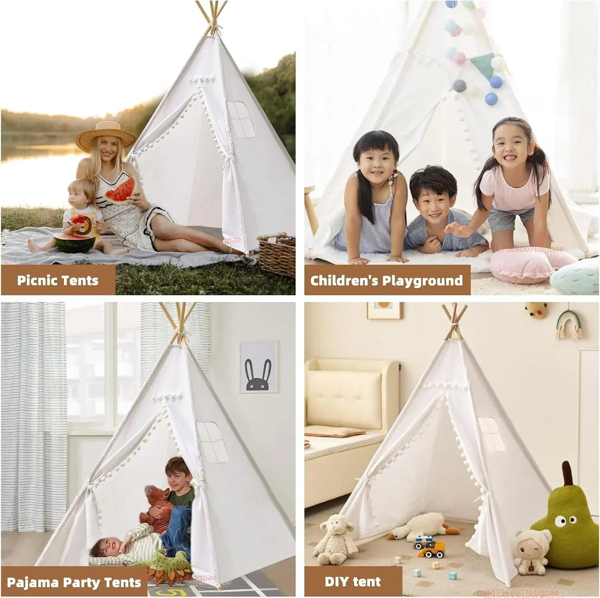 Opvouwbare Kindertent Met Houten Palen