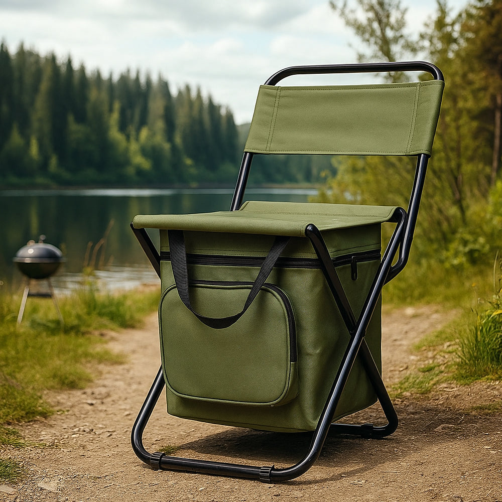 Opvouwbare campingstoel met koeltas