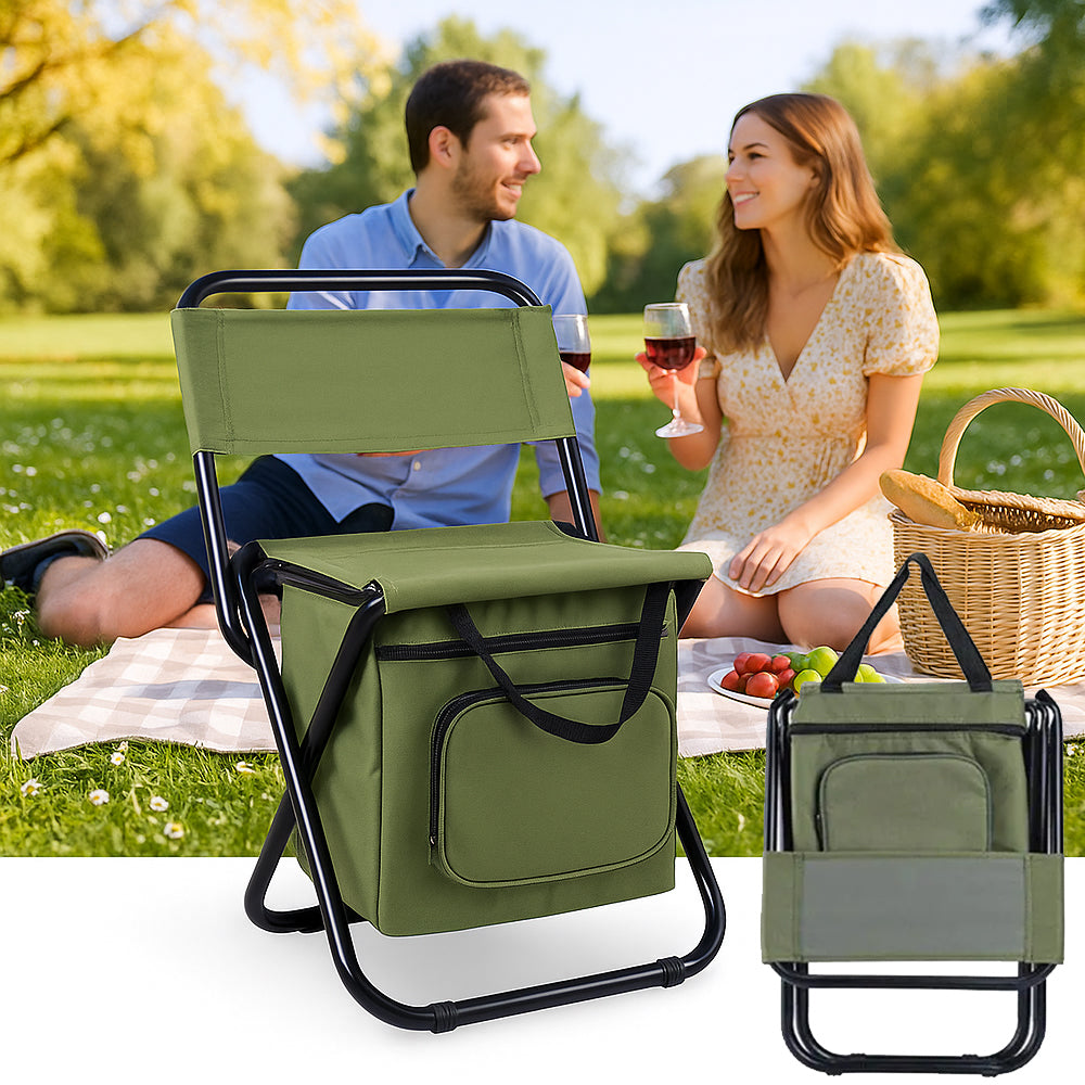 Opvouwbare campingstoel met koeltas