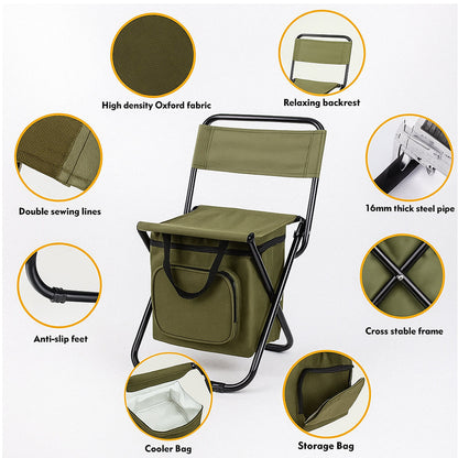 Opvouwbare campingstoel met koeltas