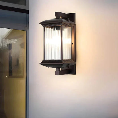 Lantaarn buitenlamp met geribd glas