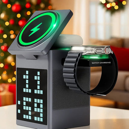 PIXTORQ 3-in-1 draadloze oplader met Bluetooth speaker