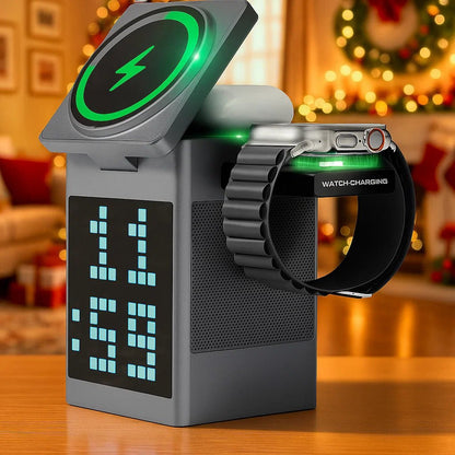 PIXTORQ 3-in-1 draadloze oplader met Bluetooth speaker