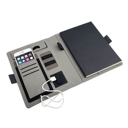 EnergieFolio A5 lederen notitieboek met draadloos opladen