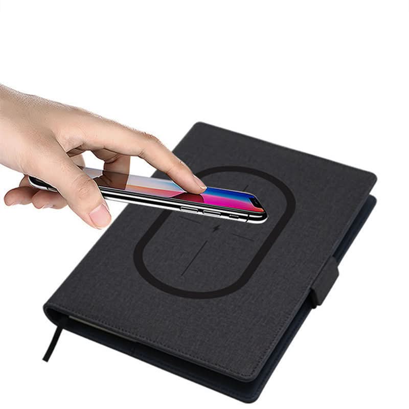 EnergieFolio A5 lederen notitieboek met draadloos opladen