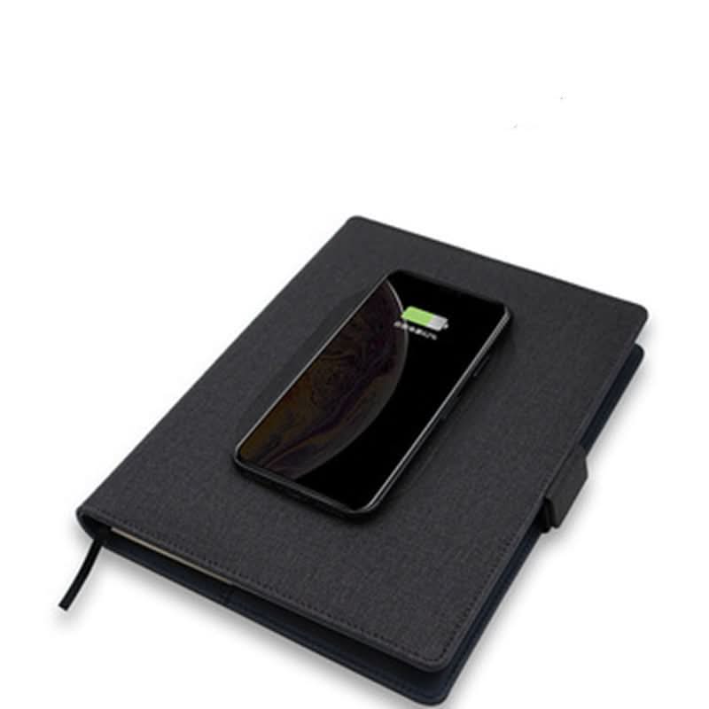 EnergieFolio A5 lederen notitieboek met draadloos opladen