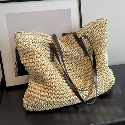 Luxe Dames Stro Shopper Strandtas