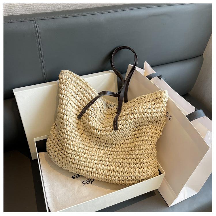 Luxe Dames Stro Shopper Strandtas