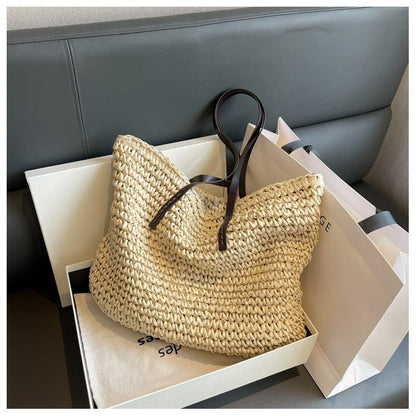 Luxe Dames Stro Shopper Strandtas