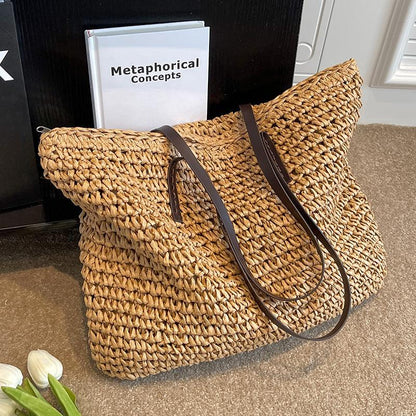 Luxe Dames Stro Shopper Strandtas