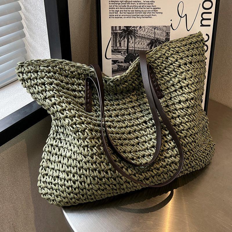 Luxe Dames Stro Shopper Strandtas
