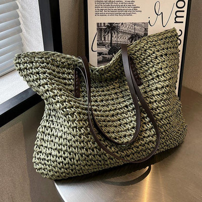 Luxe Dames Stro Shopper Strandtas