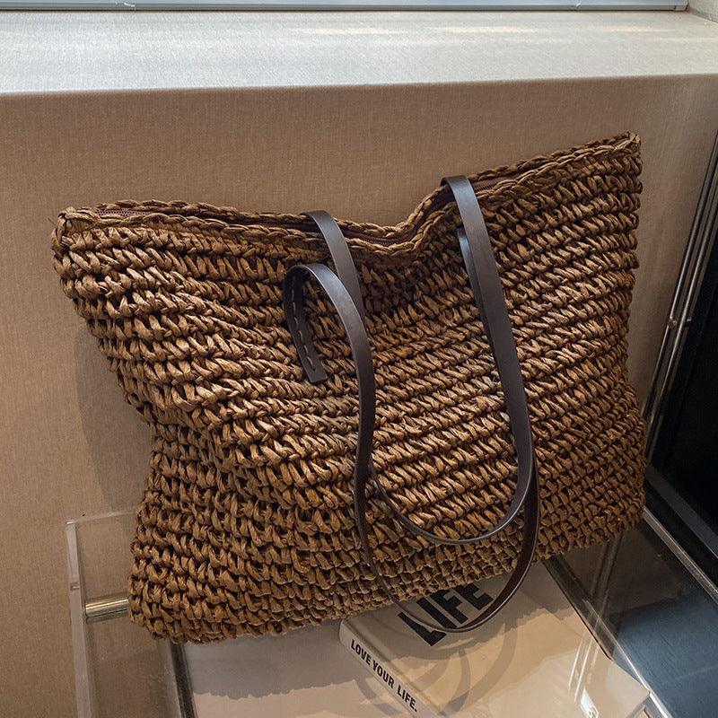 Luxe Dames Stro Shopper Strandtas