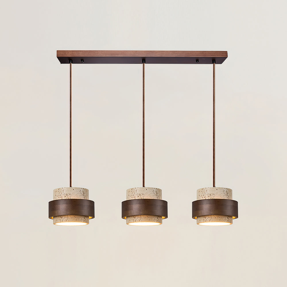 Travertijn hanglamp met walnoothout