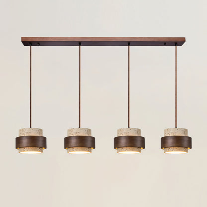 Travertijn hanglamp met walnoothout