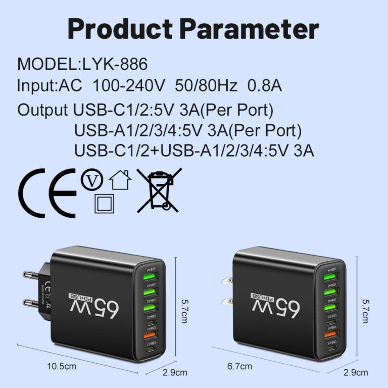 PowerMax 65W 6-in-1 snelle oplader