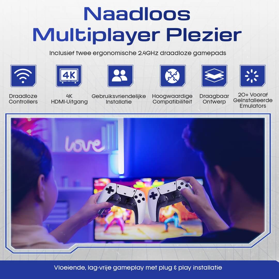 Quantum Play 4K draadloze retro gaming stick