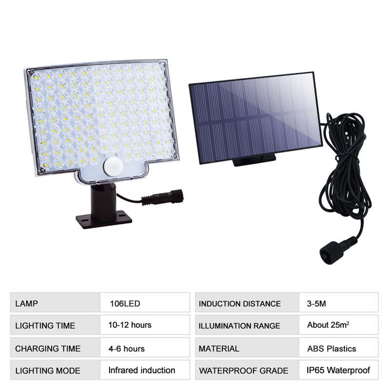 Rechthoekige solar buitenlamp met sensor