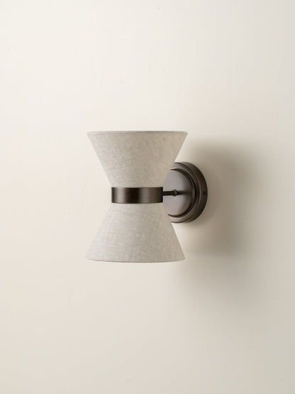 Linnen Wandlamp met Bronzen Armatuur