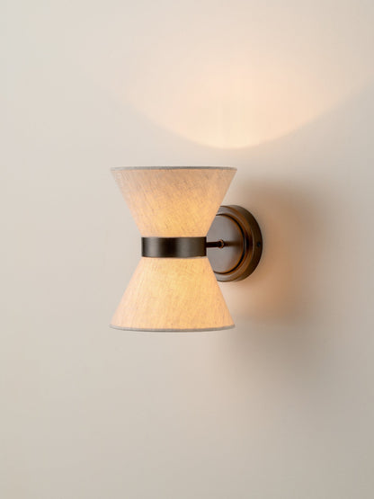 Linnen Wandlamp met Bronzen Armatuur