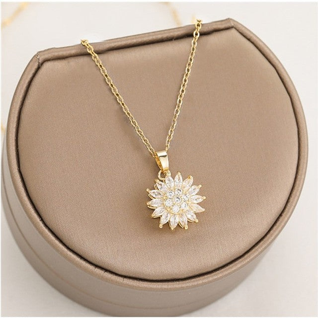 EleganteEssentie draaiende zonnebloem ketting