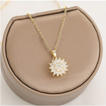 EleganteEssentie draaiende zonnebloem ketting