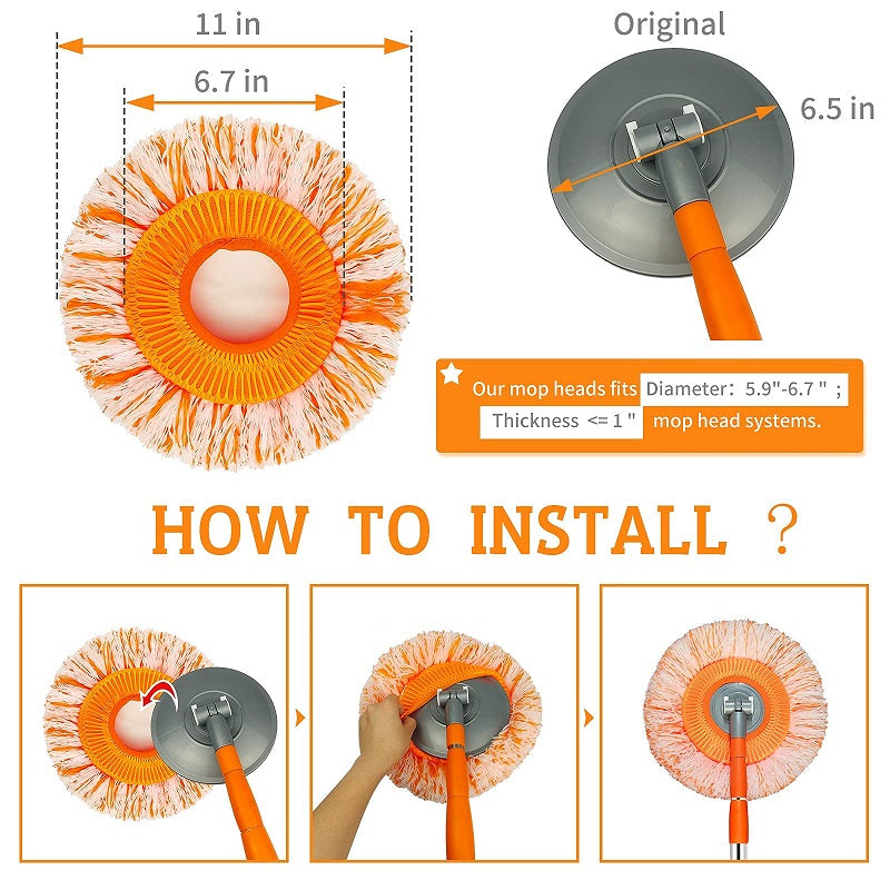 Ronde roterende microvezelmop met verstelbare steel