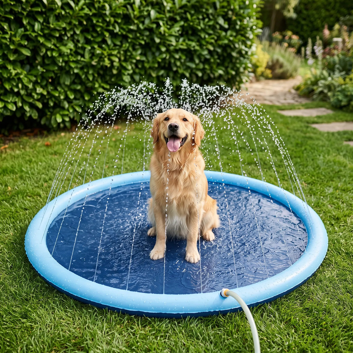 Ronde waterspeelmat met sproeiers