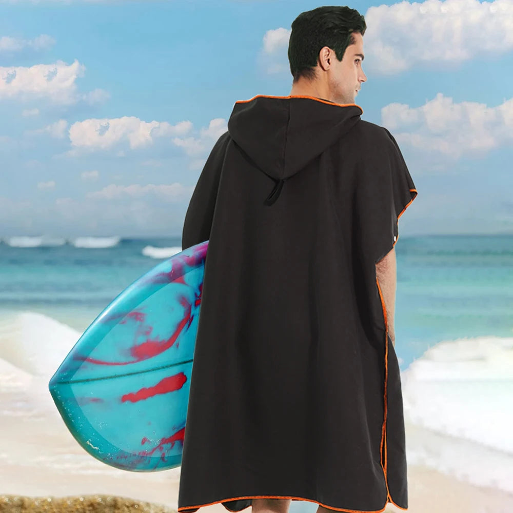 Unisex sneldrogende surfponcho met capuchon