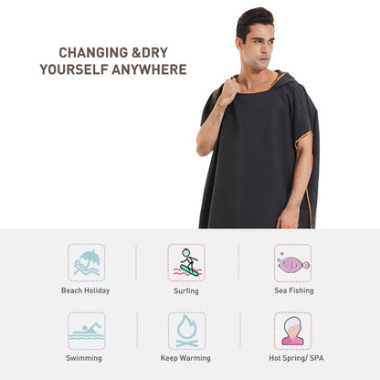 Unisex sneldrogende surfponcho met capuchon
