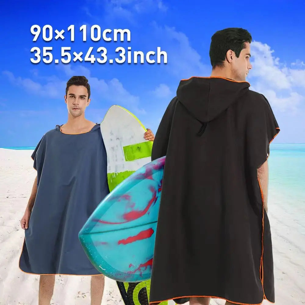Unisex sneldrogende surfponcho met capuchon